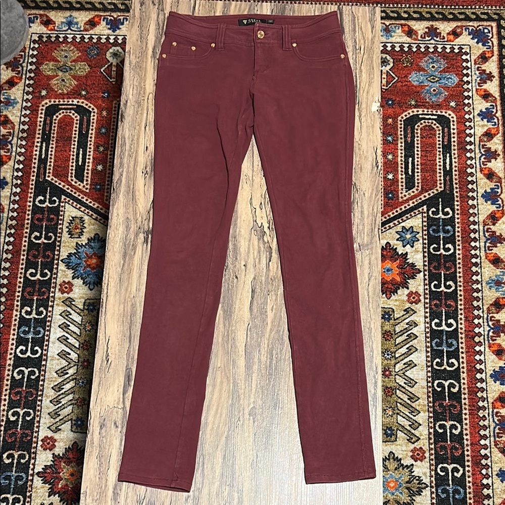 💕 Guess Deep Red Denim with Gold Accent